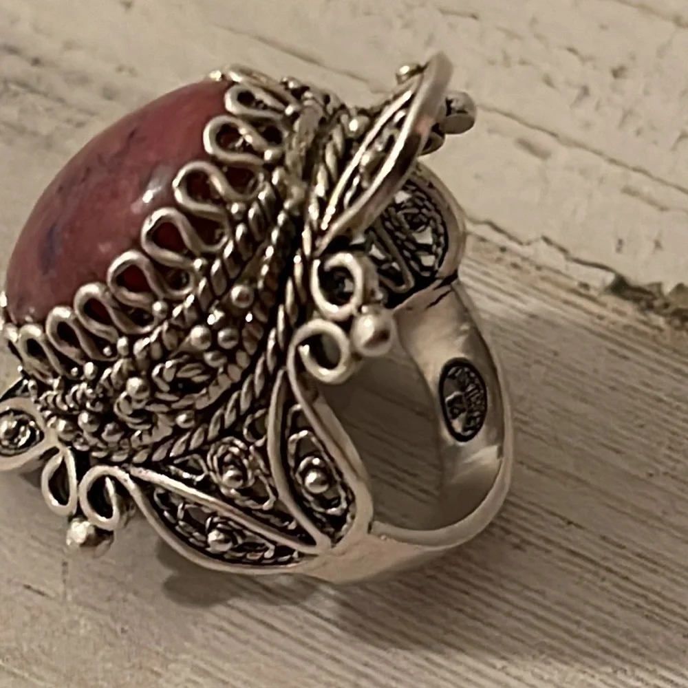 DGS Silver Rhodonite Statement Ring. - Picture 3 of 5